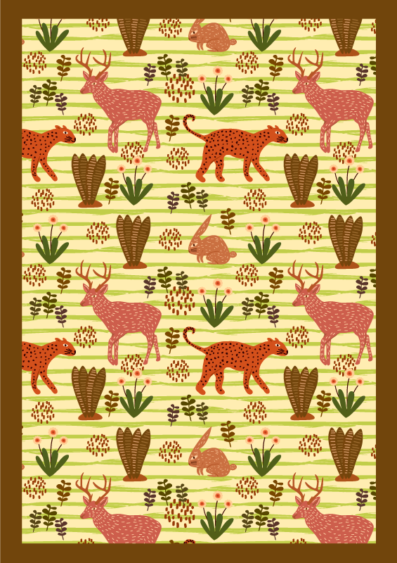 Safari dyreliv mønster vinyltæpper med dyr - TenStickers