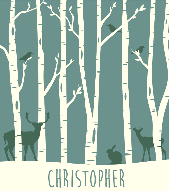 Tema skovvenner vinyl tæppe med navn - TenStickers