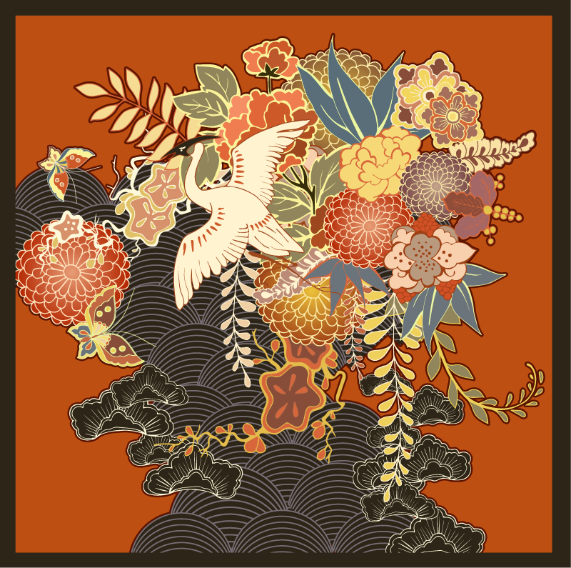 Udførligt botanisk element Blomster og planter vinyltæppe - TenStickers