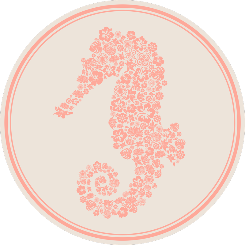 Søhest blomsterdesign Blomster og planter vinyltæppe - TenStickers