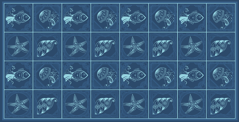 Vinyl tæppe til badeværelset med marineliv design - TenStickers