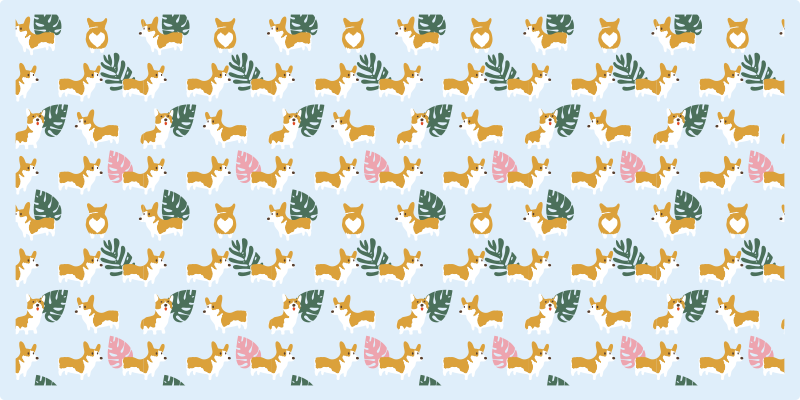 Monstera og hunde vinyltæpper med dyr - TenStickers