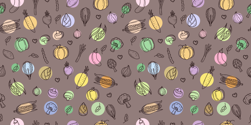 Farverigt grøntsagsmønster vinyltæppe til køkkenet - TenStickers
