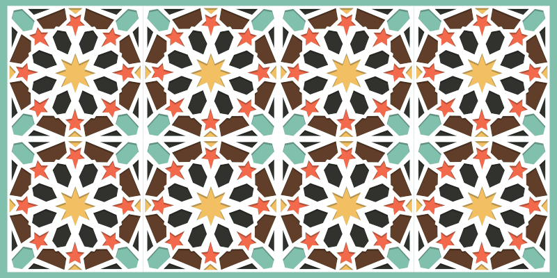 Farverige stjerneklare fliser vinyl tæppe med fliseeffekt - TenStickers