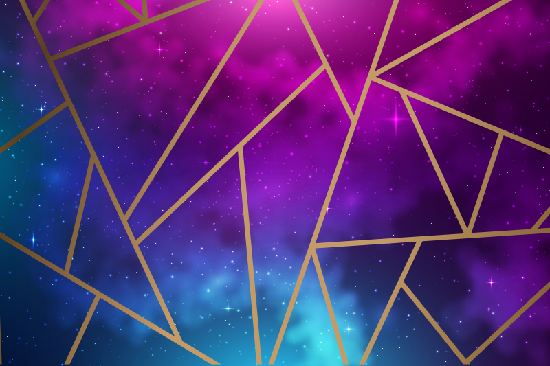 Kosmisk blåt og lilla mønster geometriske vinyl tæppe - TenStickers