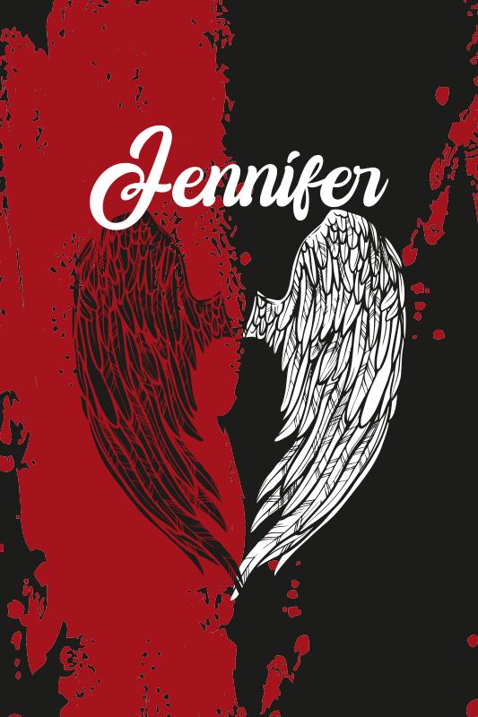 Hjertevinger med navn vinyl tæppe til teenagere - TenStickers