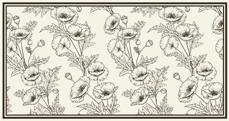 Blomstermønster vinyl tæppe til stuen - TenStickers