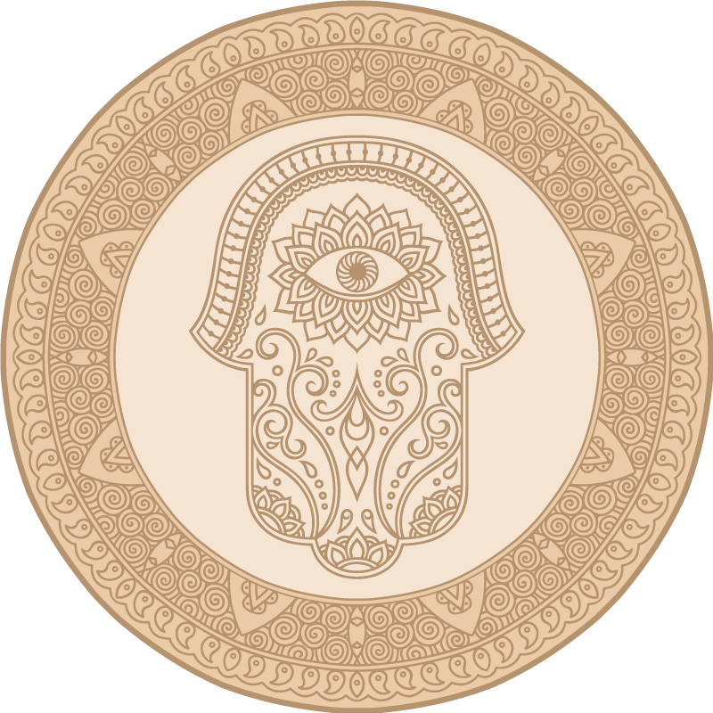 Beige fatima håndsymbol mandala vinyl tæppe - TenStickers