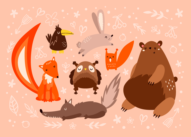 Barnlige dyr børn vinyl tæppe - TenStickers