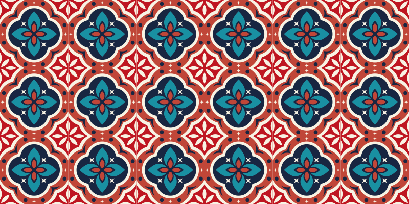 Mosaik vinyl tæppe med livlige botaniske motiver - TenStickers