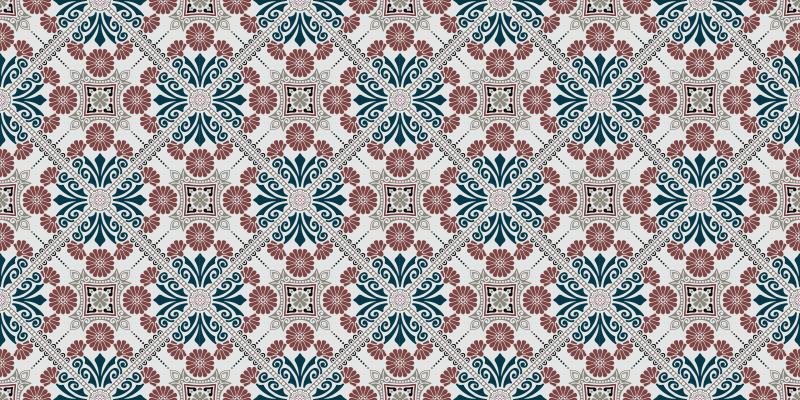 Botanisk arrangement vinyl tæppe med fliseeffekt - TenStickers