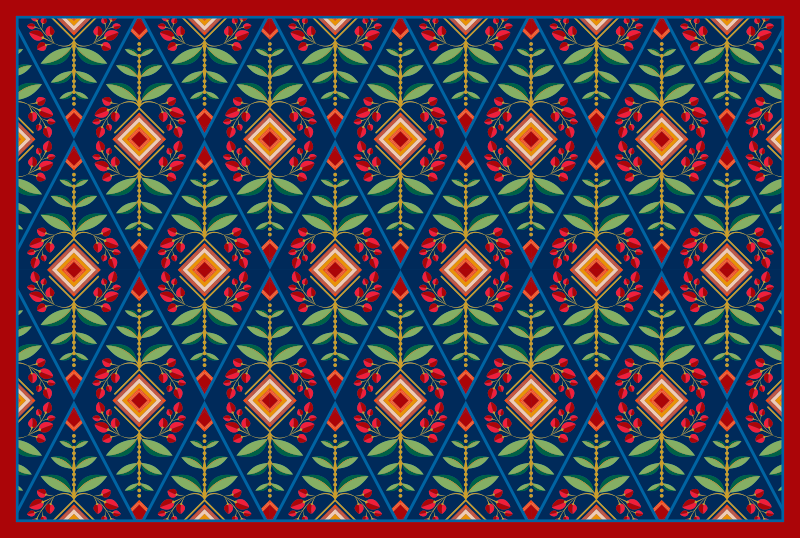 Botanisk geometrisk motiv geometriske vinyl tæppe - TenStickers