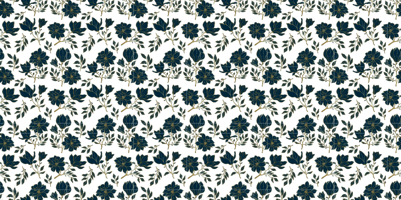 Blå blomster mønster fliser tæppe - TenStickers