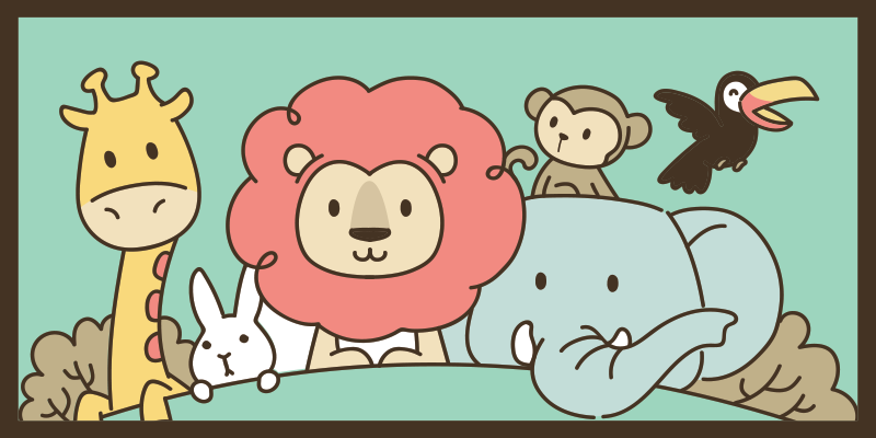 Jungle venner dyr vinyl tæppe - TenStickers