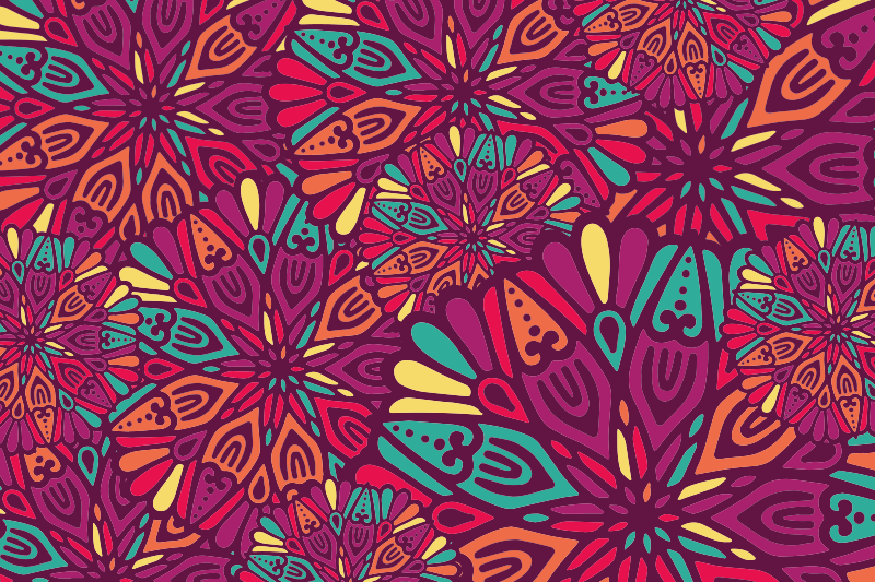 Levende lilla motiv mandala vinyl tæppe - TenStickers