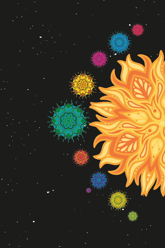 Solsystem mandalas teen vinyl tæppe - TenStickers
