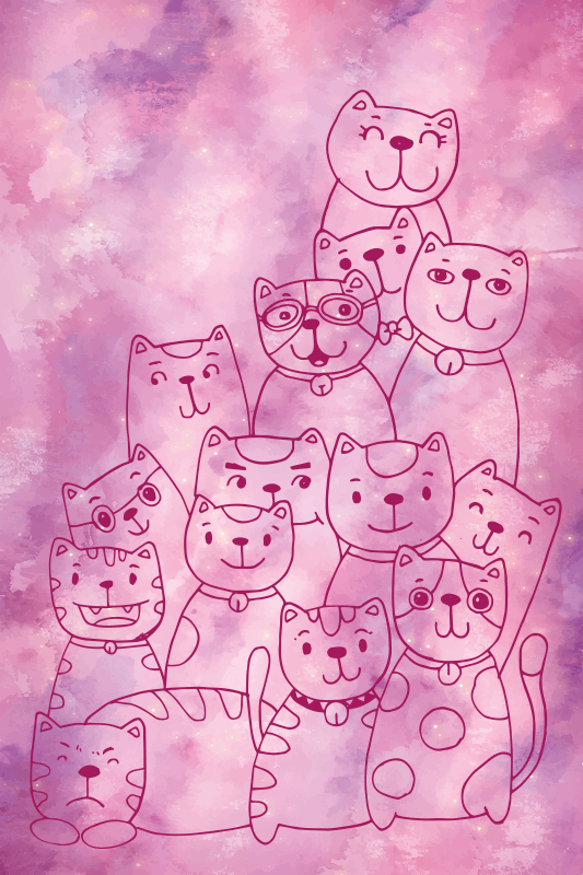 Legende kattesamling vinyl tæppe - TenStickers