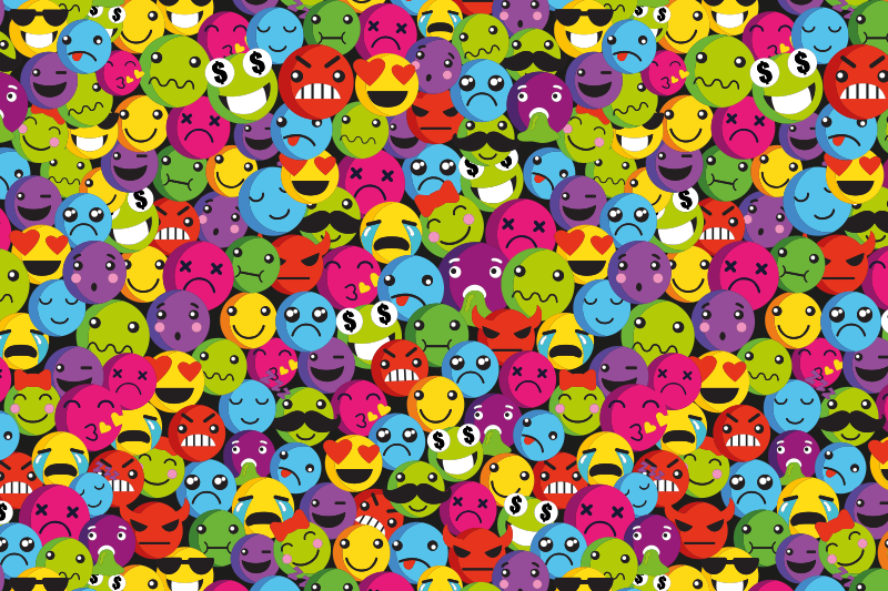 Emoji komposition teen vinyl tæppe - TenStickers