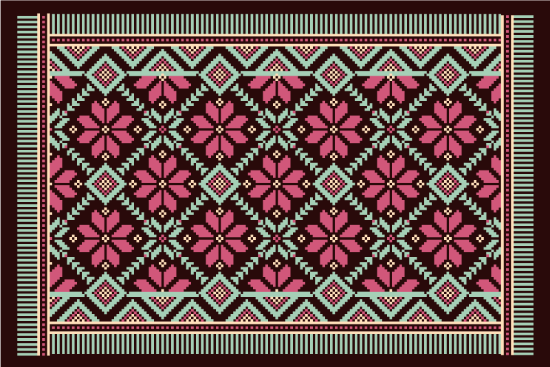 Broderi område tæppe mosaik gulvfliser - TenStickers