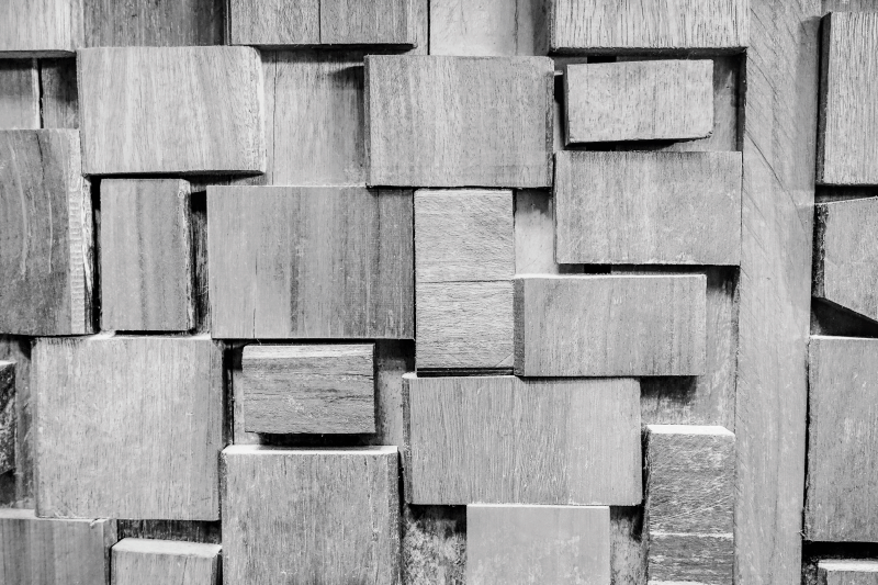 Teksturerede blokke vinyl tæppe med træeffekt - TenStickers