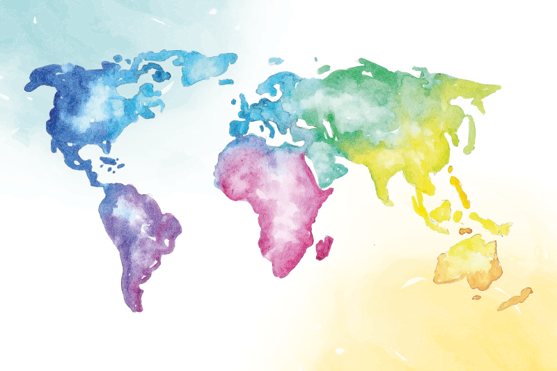 Levende globalt kort verdenskort vinyl tæppe - TenStickers