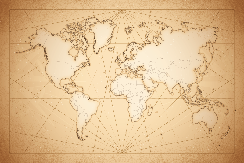 Verdenskort tæppe fra det 19. århundrede - TenStickers