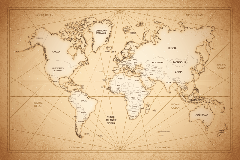 Verdenskorttæppe i det nittende århundrede - TenStickers