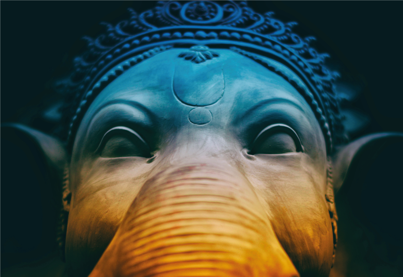 æteriske elefantansigter etniske vinyltæppe - TenStickers