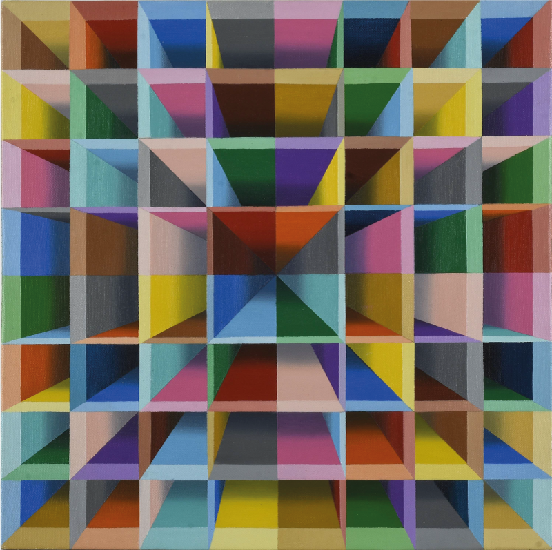 Moderne kunst farverige terninghuller moderne tæppe - TenStickers