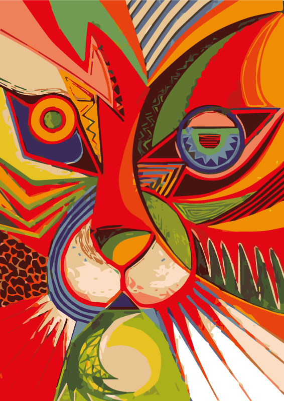 Moderne kunst geometrisk tiger vinyl tæppe - TenStickers