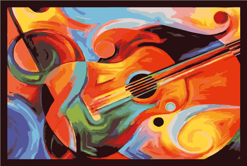 Moderne kunst farverige guitar vinyl tæppe - TenStickers