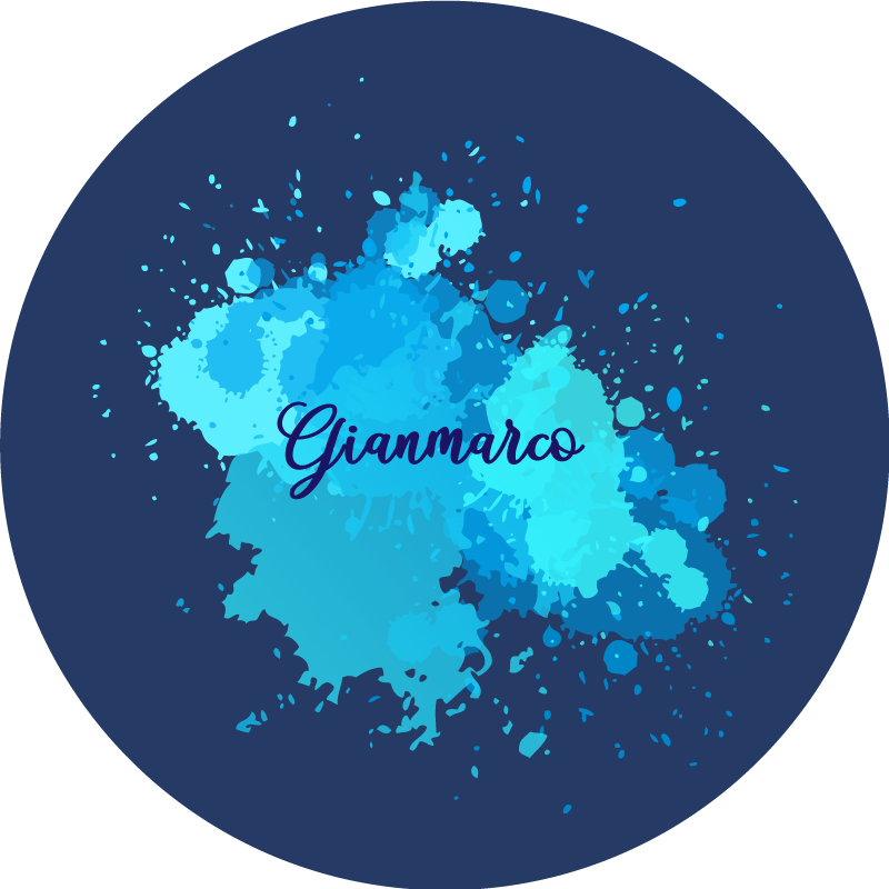 Blåt sprøjt med navn vinyl tæppe til teenagere - TenStickers