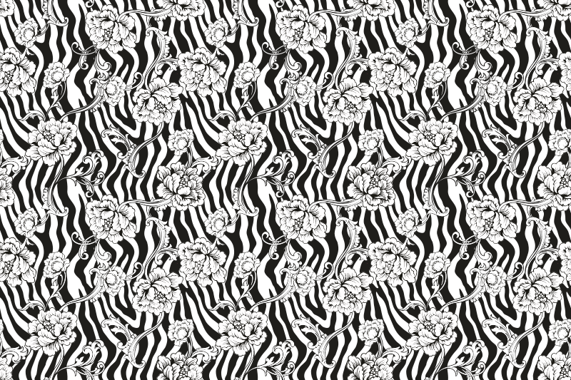 Zebra og blomster animalsk vinyltæppe - TenStickers