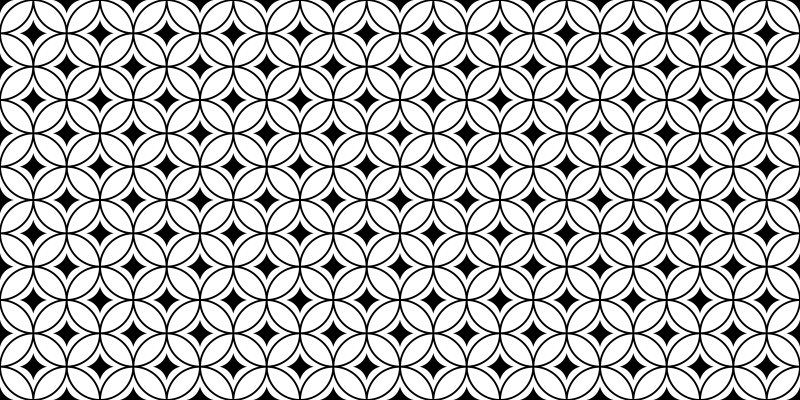 Sorte og hvide cirkler vinyl tæppe med fliseeffekt - TenStickers