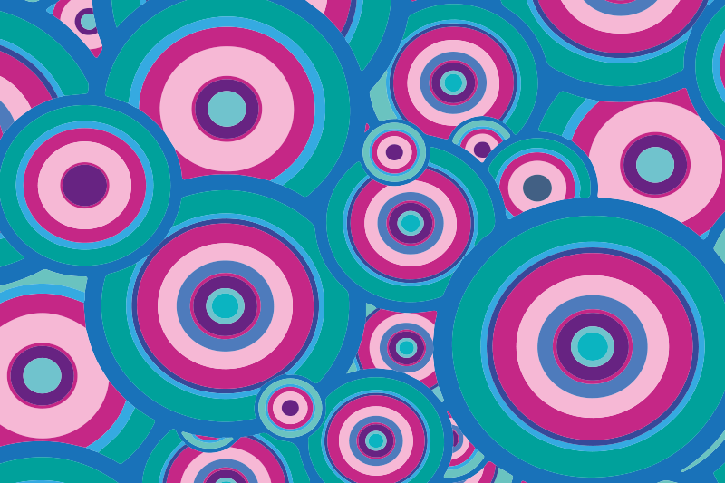 Lyse 70'ere cirkler geometriske tæpper - TenStickers