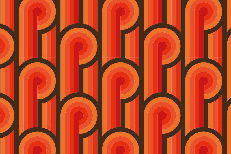 70'erne orange knude vintage tæppe - TenStickers