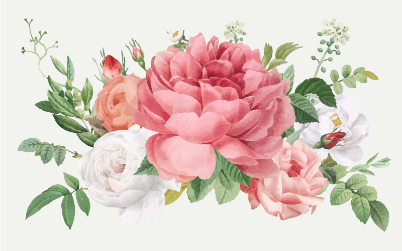 Blomster og roser blomster vinyl tæppe - TenStickers