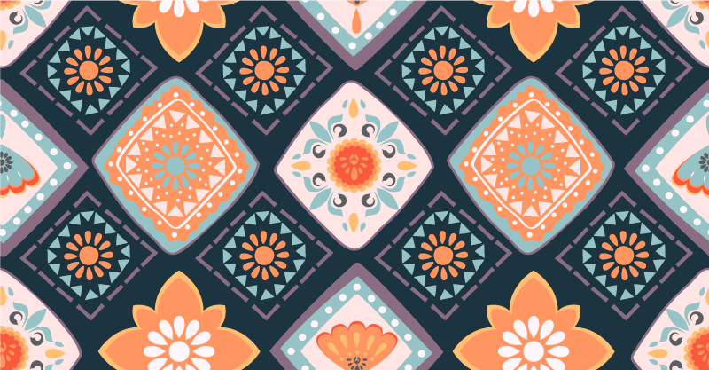 Livligt blomsterdesign vinyl tæppe til badeværelset - TenStickers