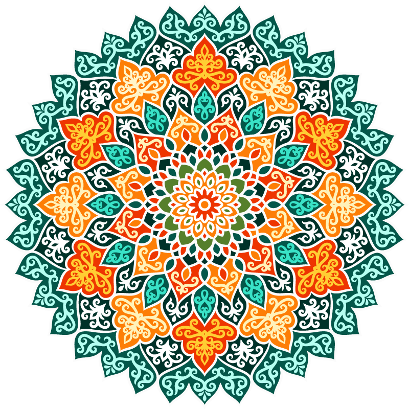 Strålende cirkeldesign mandala vinyl tæppe - TenStickers