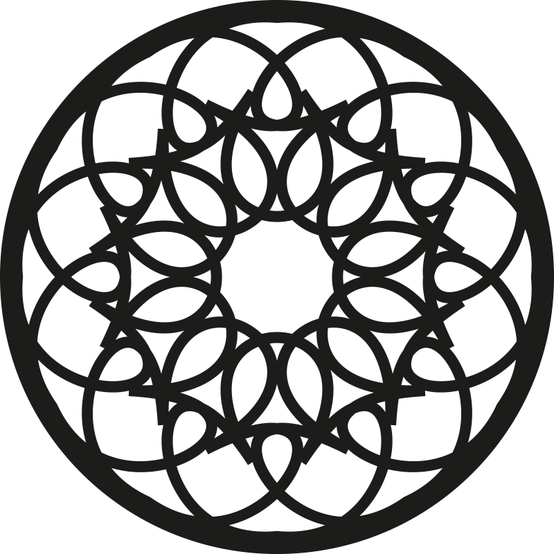 Indviklet sort mønster mandala vinyl tæppe - TenStickers