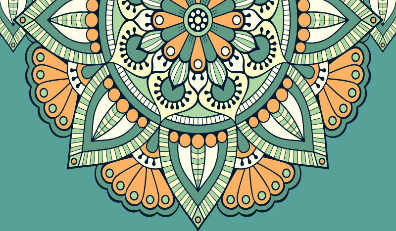 Halvt blomstermotiv mandala vinyl tæppe - TenStickers