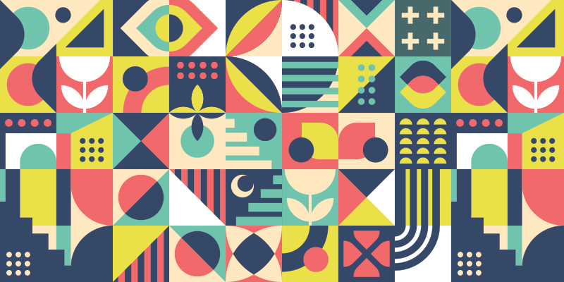 Geometriske vinyl tæppe med livlige former - TenStickers