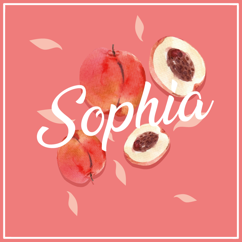 Lyserøde ferskner med navn vinyl tæppe til teenagere - TenStickers