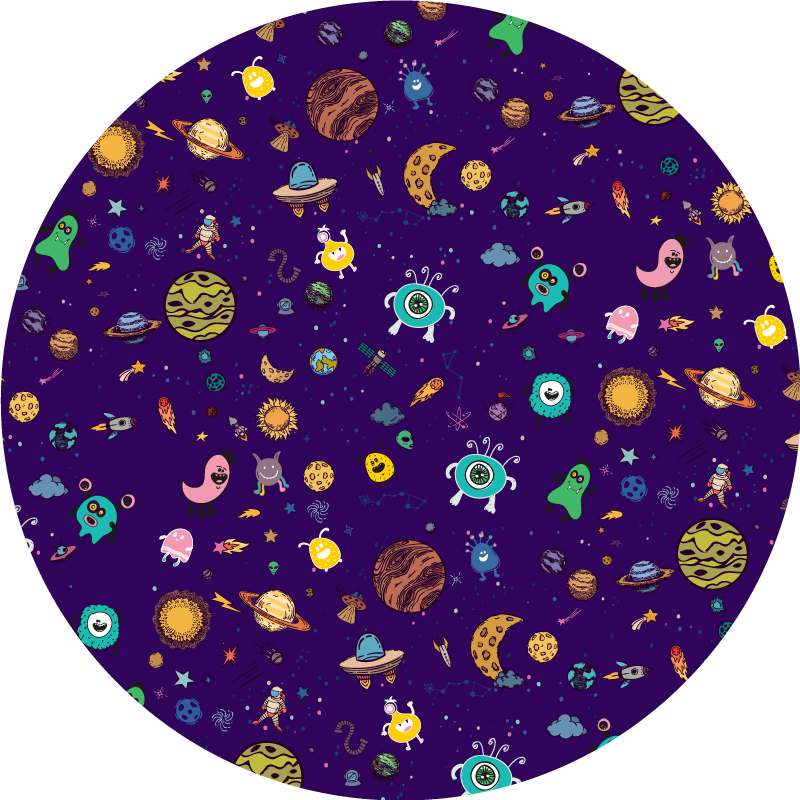 Kosmiske væsner eventyr vinyl tæppe - TenStickers