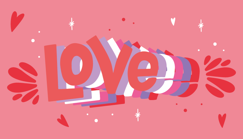 Groovy kærlighedsbrev vinyl tæppe med sætninger - TenStickers