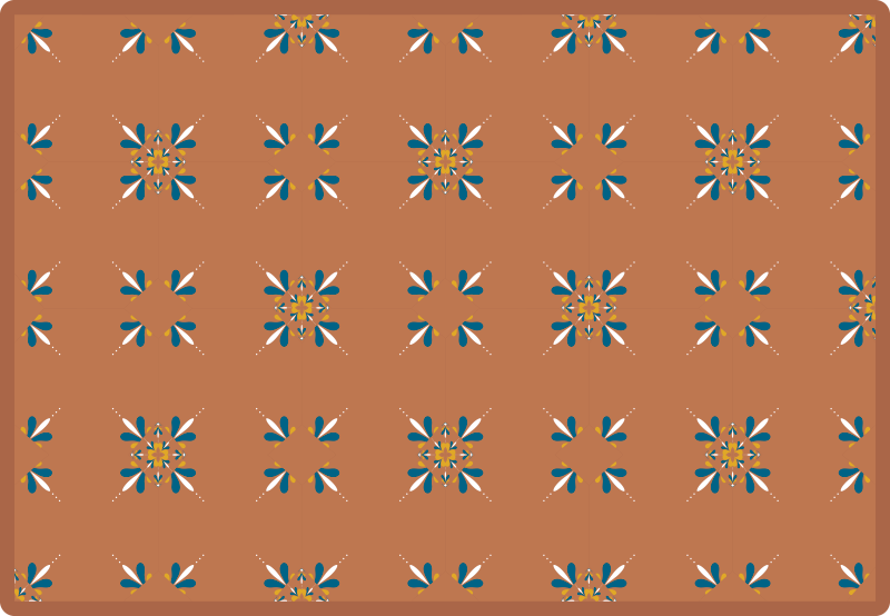 Terracotta fliser med blå mønster fliser tæppe - TenStickers