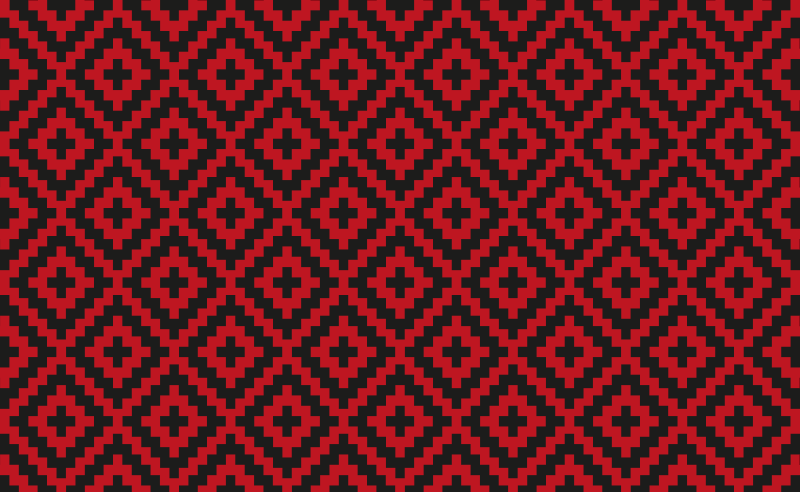 Rød mønstret geometri vinyl tæppe til spisestue - TenStickers