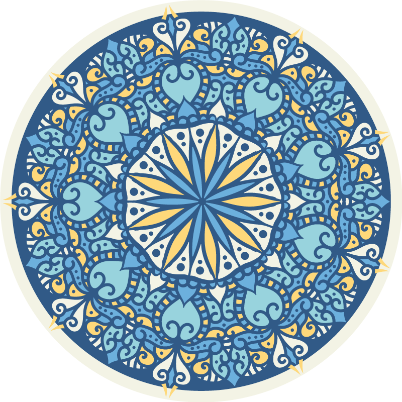 Indviklet blåt motiv mandala vinyl tæppe - TenStickers