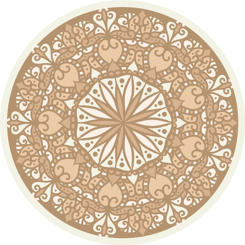 Beige stilfuldt cirkulært design mandala vinyl tæppe - TenStickers
