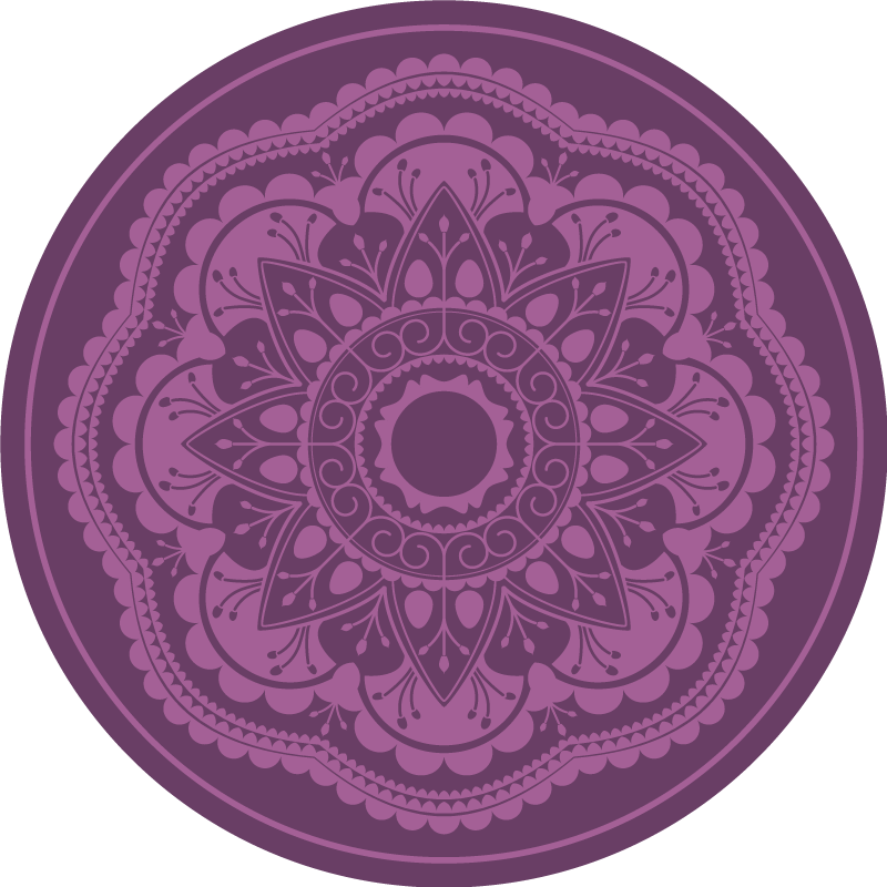 Lilla cirkulært design mandala vinyl tæppe - TenStickers